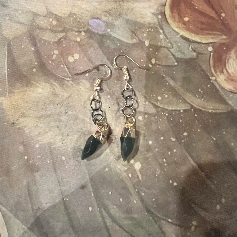 Dark green stone earrings